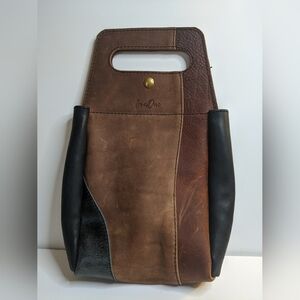 Leather Wine Liquor Bourbon Bottle Carrier Bag Holder
